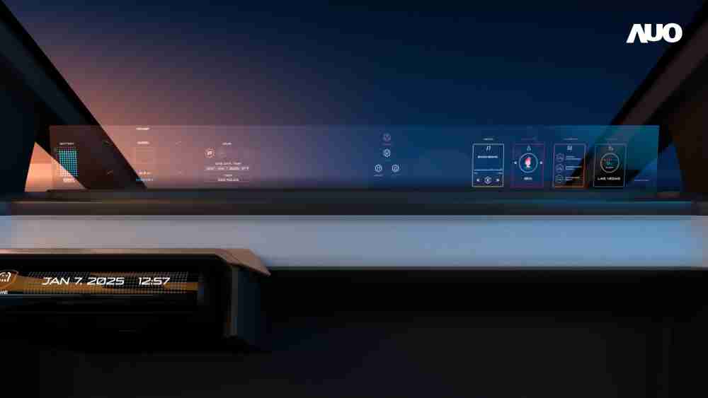 传奇国际无界透明显示接口(Horizon Image Glass)透过车运算方案整合仪表板、、、、中控台及副驾显示器，，，，一体式全景呈现，，，，提供乘用者清晰的前方视野、、行车必要信息与娱乐功能