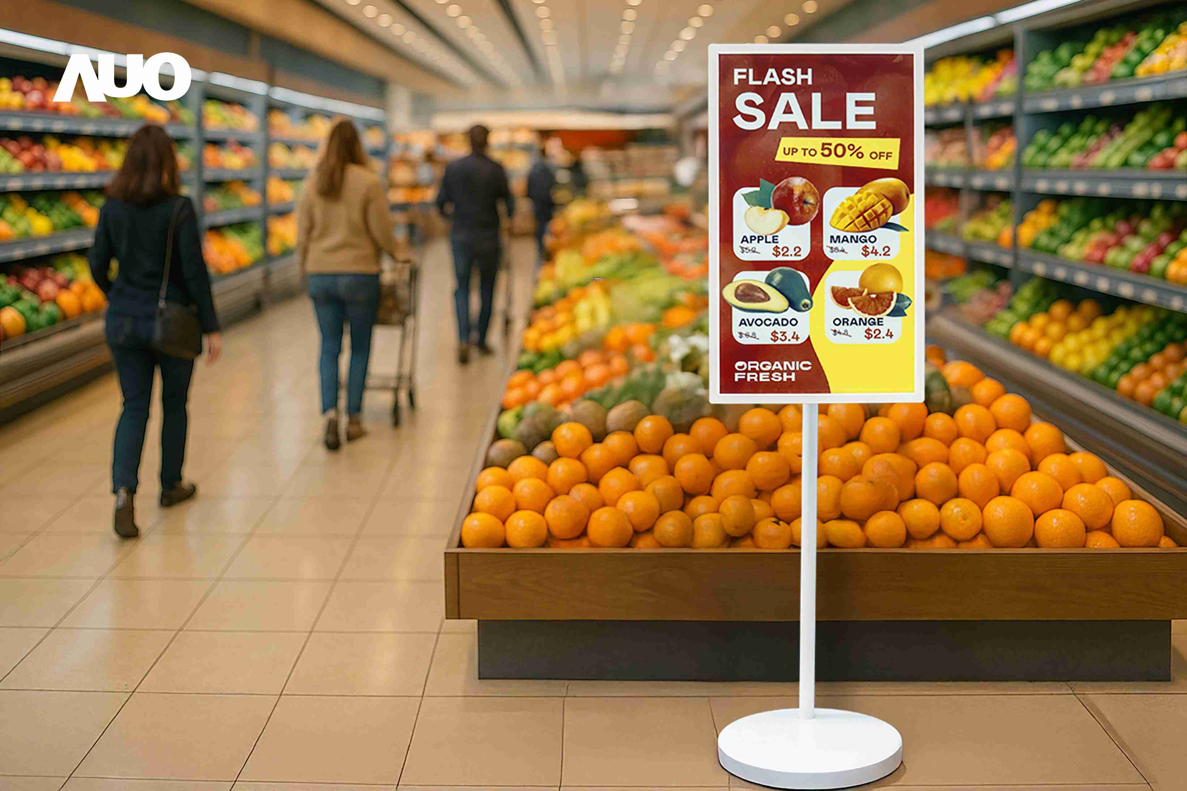 达擎首亮相低功耗、、、、全彩的〝aecoPost电子纸解决方案〞，，，仅在更新画面时需要微量的电力驱动，，，，无需布建电线的便捷设计，，，使其可灵活应用、、随意置放，，并可透过云端或行动装置app，，，轻松管理及排程广告内容，，，晋升店头营销利器。。。